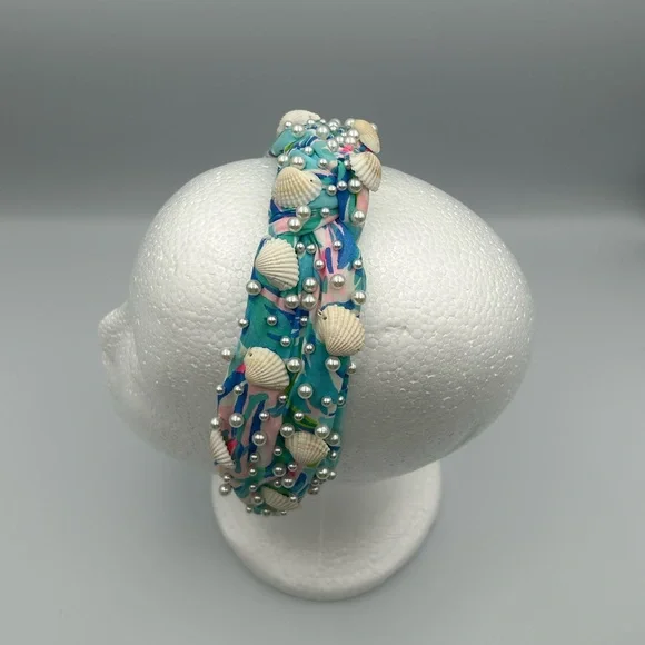 Lele Sadoughi X Lilly Pulitzer Cabana Cocktail Pearl Shell Knotted Headband - Picture 13 of 16